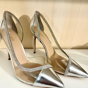 Aldo Silver Rhinestone Embellished Heels